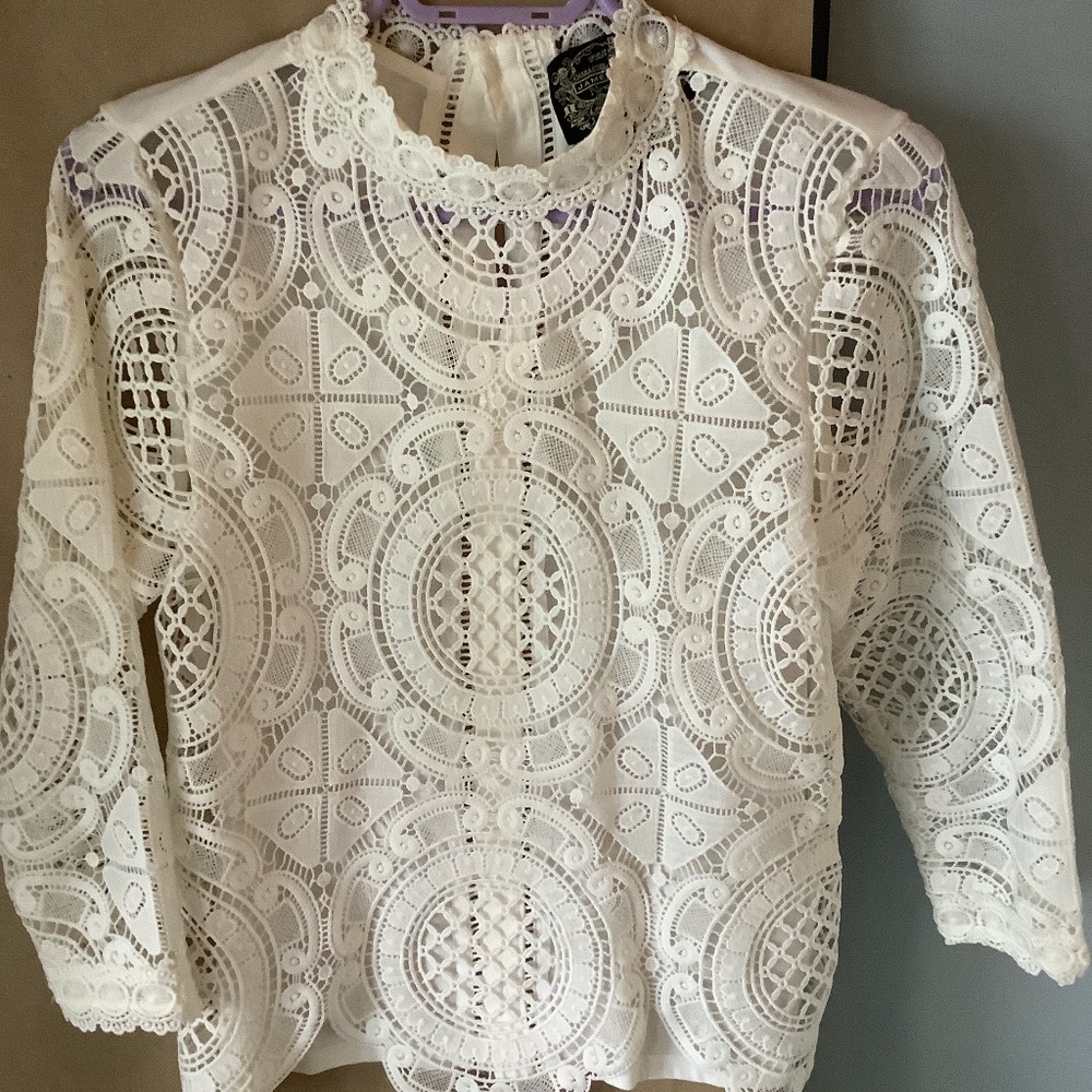 Anthropologie white lace top